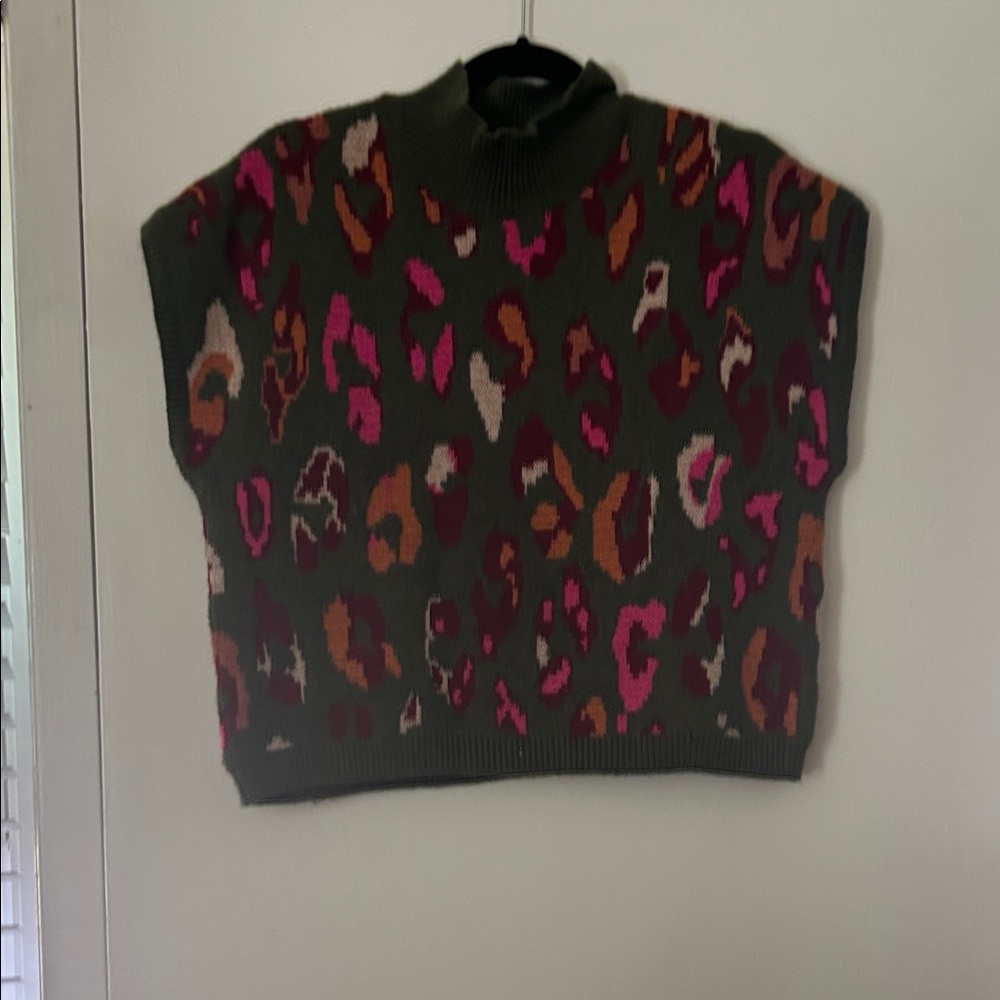 Entro Multicolor Leopard Print Turtleneck Sweater